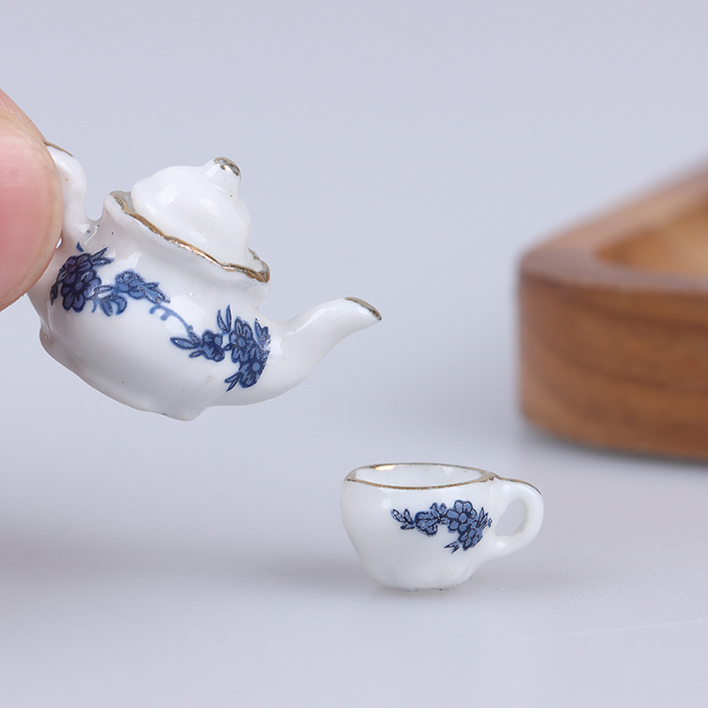 Kitchen Appliances Set - 6Pcs Dollhouse Miniature Dining Ware Porcelain