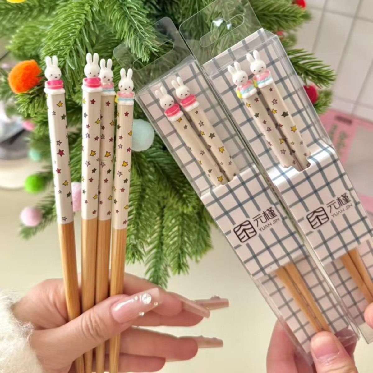 Kawaii Miffy Rabbit Chopsticks - Kitchen Appliances Set บทวิจารณ์และราคา
