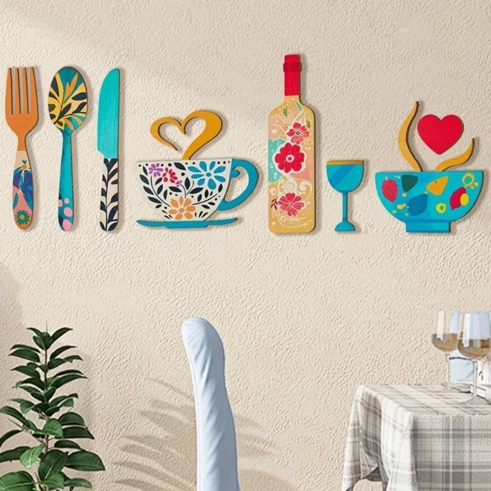 8PCS/SET Wood Floral Kitchen U - Kitchen Appliances Set บทวิจารณ์และราคา